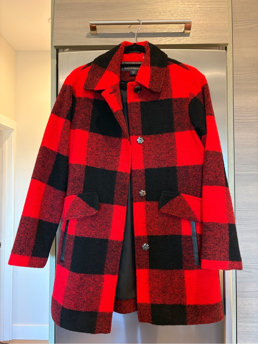 Pendleton Red and Black Buffalo Plaid Pea Coat